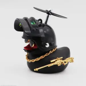 Broken Wind Rubber Duck Motor Accessories Yellow Duck with Helmet Auto Car Accessories Duck in the Car Car Interior Decoration