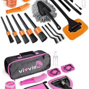 Ultimate Car Cleaning Kit, 17Pcs Car Interior Detailing Kit with High Power Car Vacuum Cleaner Pink Car Cleaning Kit, Car Detailing Kit Interior Cleaner
