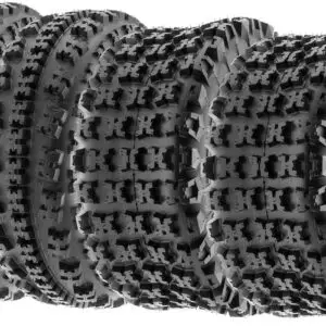 21X7-10 Front & 20X10-9 Rear ATV UTV Knobby Sport Tires,6 PR Tubeless A027, Set of 4