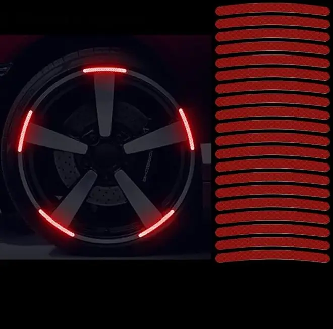 4PCS Car Accessories Car Stickers Reflective Warning Sticker Wheel Eyebrows Door Opening Sticker Diamond Wheel Reflective Strip
