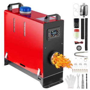 Diesel Heater All in One 5KW 12V-24V Portable Car Diesel Air Heater with Muffler, LCD Monitor, Remote Control, Fast Heating for Campers Truck Trailer RV Boat Garage and Indoors