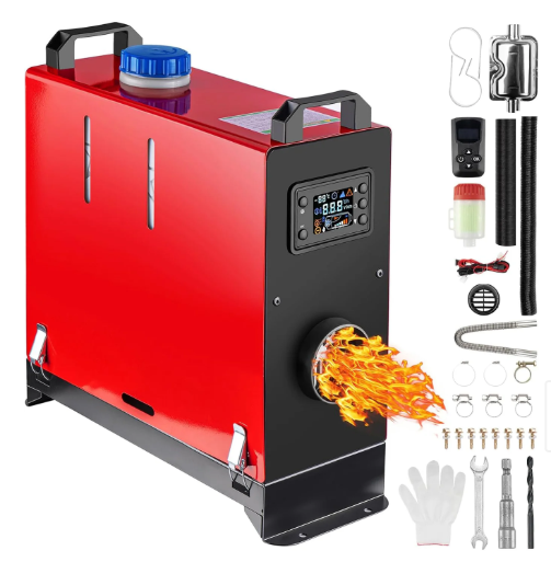 Diesel Heater All in One 5KW 12V-24V Portable Car Diesel Air Heater with Muffler, LCD Monitor, Remote Control, Fast Heating for Campers Truck Trailer RV Boat Garage and Indoors