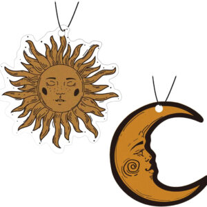 2Pcs Sun and Moon Car Air Freshener Set, Funny Air Freshener Car Accessories, Rearview Mirror Pendant