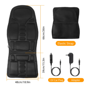 Back Massager Cushion Electric Massage Car Seat Cushion Chair Pad w/ Heating Function 8 Vibration Modes 3 Intensity Levels