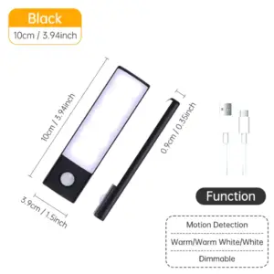 Motion Sensor Light Wireless LED Night Light USB Rechargeable Night Lamp Cabinet Wardrobe Lamp under Backlight for Kitchen Led