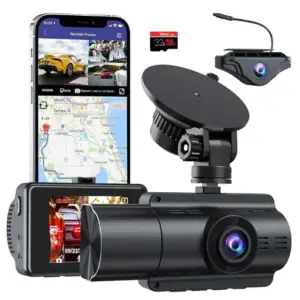 Dash Cam Front and Rear, 4K Full HD Dash Camera with Built-In Wifi GPS, Super Night Vision, WDR, 24H Parking Mode, 32GB Card Included