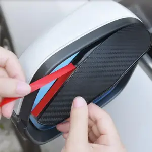 2PCS Carbon Fiber Rearview Mirror Rain Guards - Anti-Glare Sun Visor Cover for Clear Vision, Universal Car Mirror Accessories